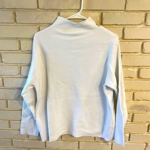 Eileen Fisher Womens Mock Neck White Organic Cotton Long Sleeve Top Size…